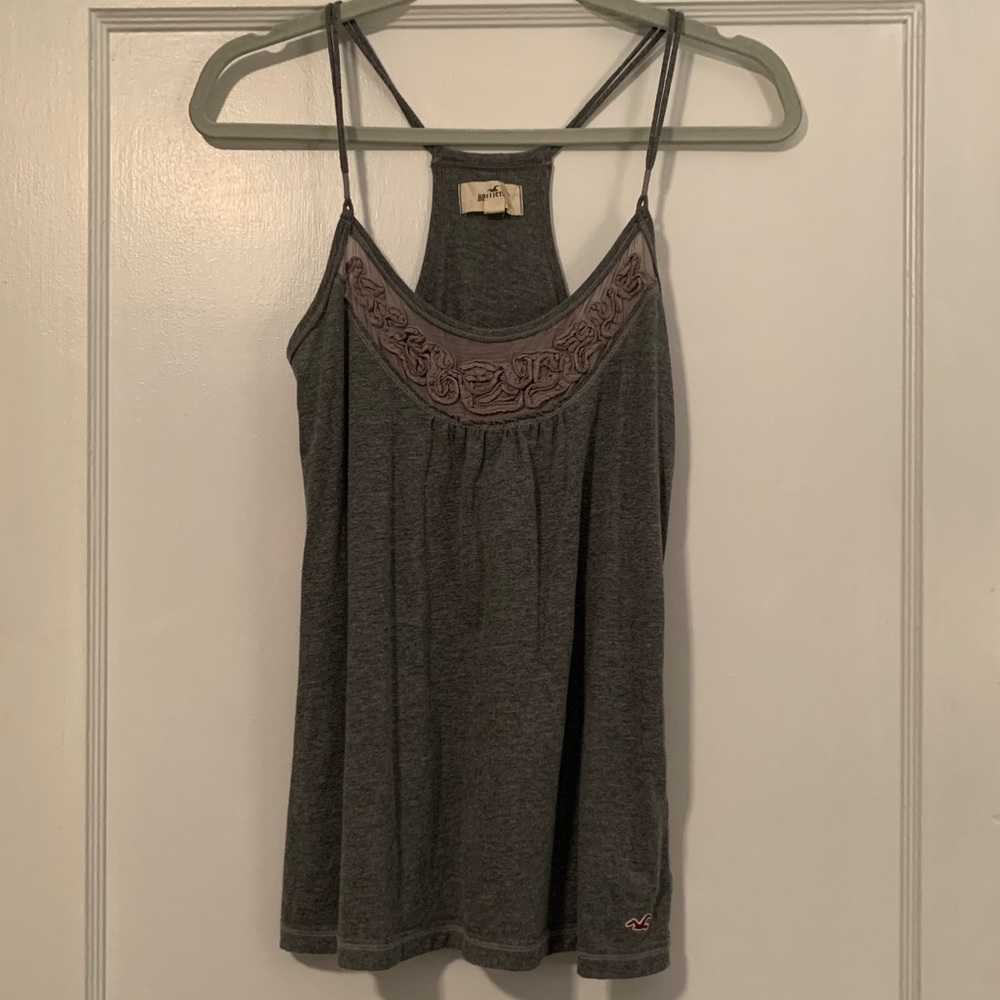 Gray Hollister Tank with Detailed Neckline - S